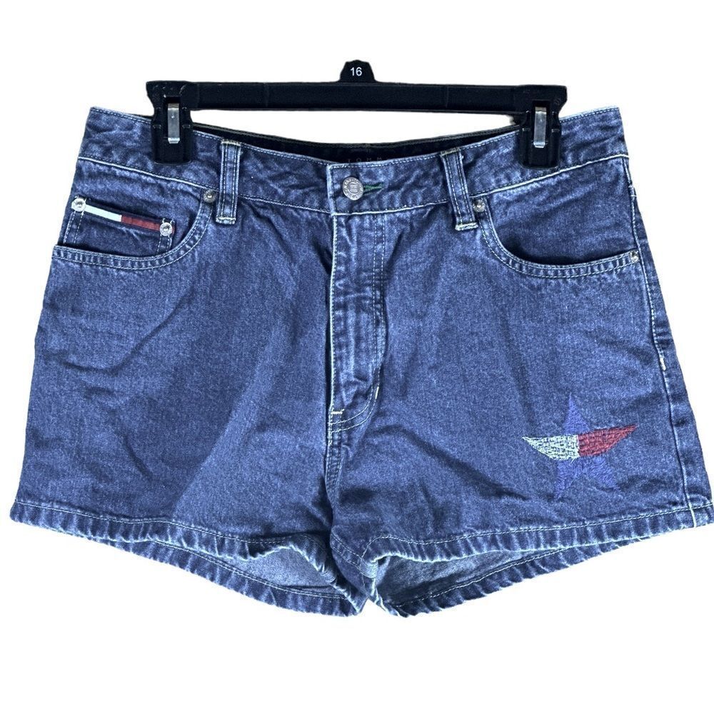 Tommy Hilfiger Red White and Blue Holiday Star Embroidered Denim Shorts Size 9